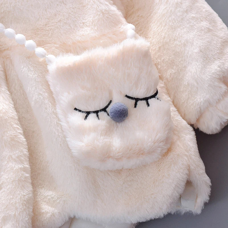 Lili | Cute Bunny Ears Plush Baby Jacket Christmas Sweet Princess Girls Jacket Autumn Winter Warm Hooded Outerwear Toddler Girl Clothing