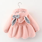 Lili | Cute Bunny Ears Plush Baby Jacket Christmas Sweet Princess Girls Jacket Autumn Winter Warm Hooded Outerwear Toddler Girl Clothing