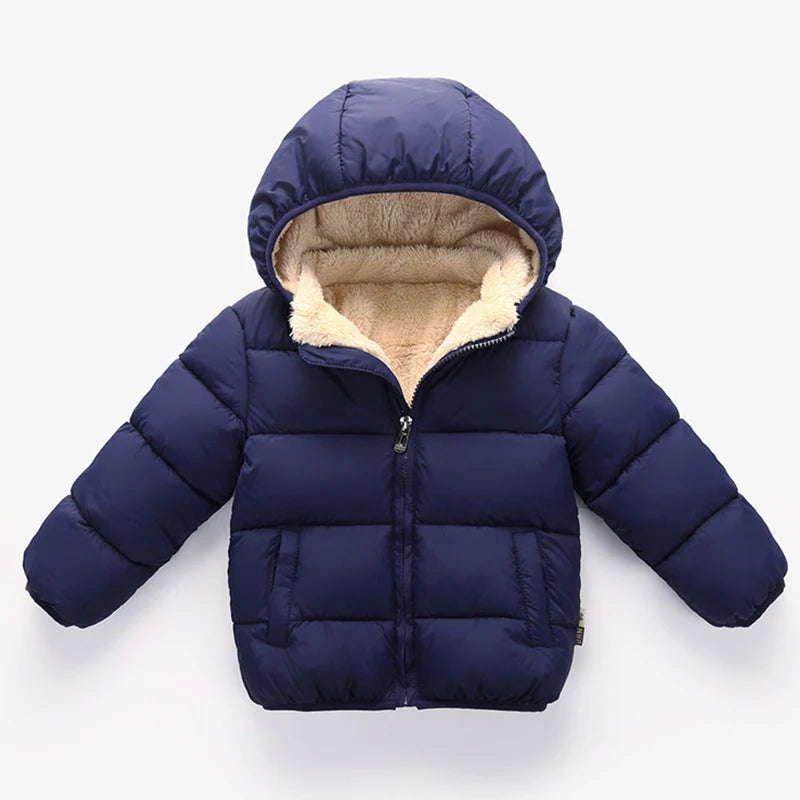 Charlie |  Baby Children Jackets Winter Thick Jackets for Boys Warm Plush Thicker Outerwear for Girls Fur Hood Children's Clothing Snowsuit