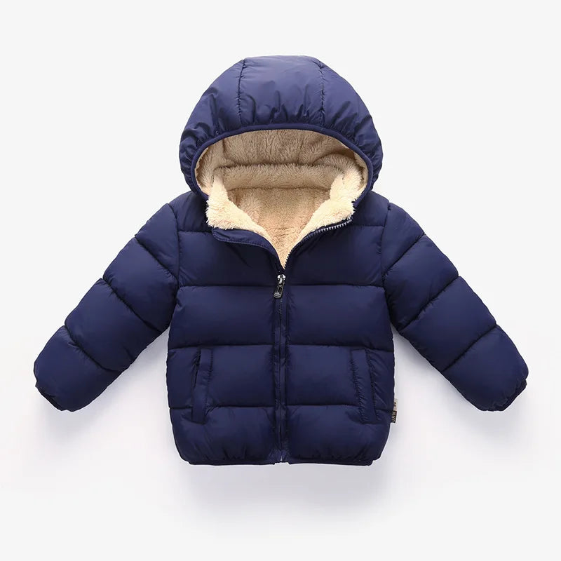 Charlie |  Baby Children Jackets Winter Thick Jackets for Boys Warm Plush Thicker Outerwear for Girls Fur Hood Children's Clothing Snowsuit