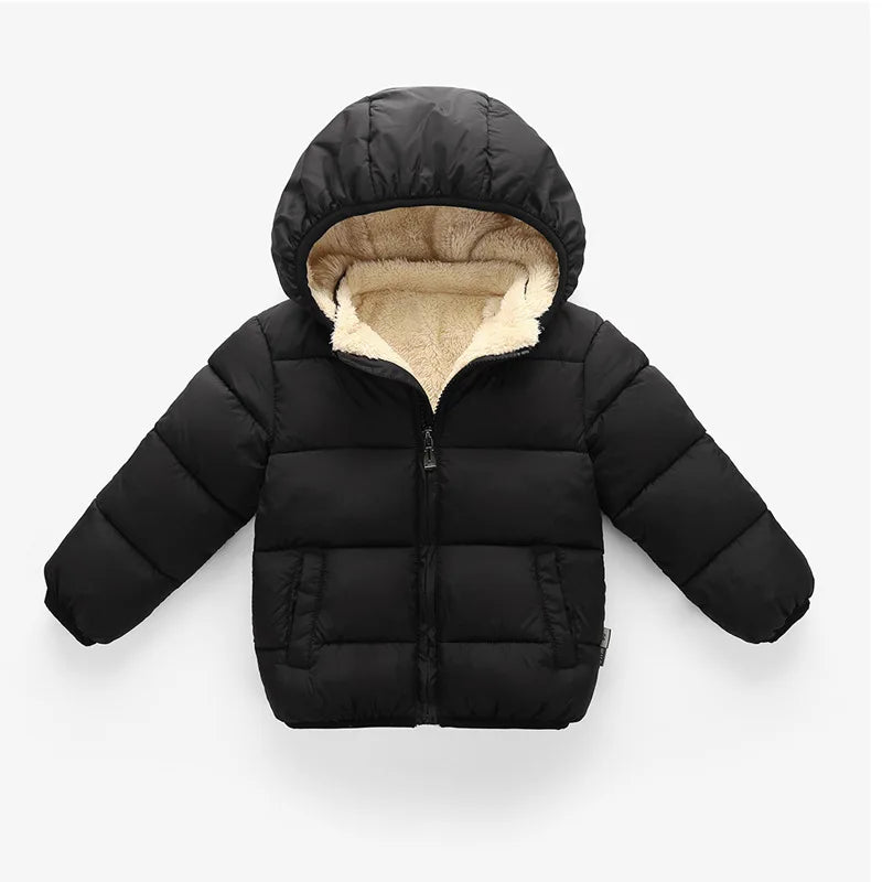 Charlie |  Baby Children Jackets Winter Thick Jackets for Boys Warm Plush Thicker Outerwear for Girls Fur Hood Children's Clothing Snowsuit