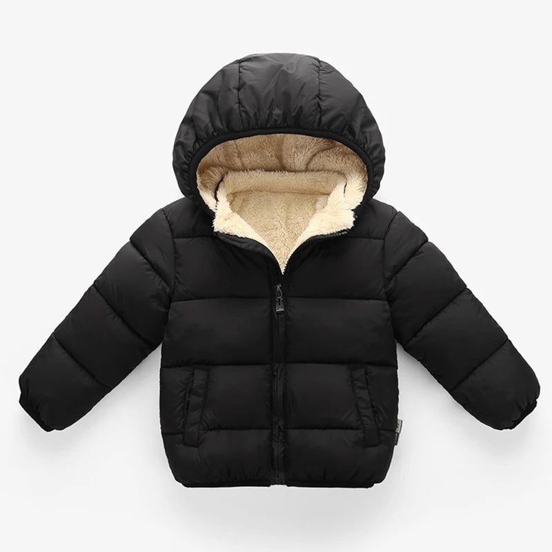 Charlie |  Baby Children Jackets Winter Thick Jackets for Boys Warm Plush Thicker Outerwear for Girls Fur Hood Children's Clothing Snowsuit