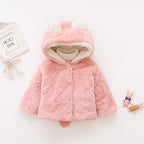 Lili | Cute Bunny Ears Plush Baby Jacket Christmas Sweet Princess Girls Jacket Autumn Winter Warm Hooded Outerwear Toddler Girl Clothing