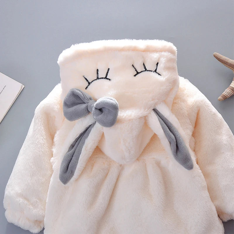 Lili | Cute Bunny Ears Plush Baby Jacket Christmas Sweet Princess Girls Jacket Autumn Winter Warm Hooded Outerwear Toddler Girl Clothing