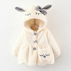 Lili | Cute Bunny Ears Plush Baby Jacket Christmas Sweet Princess Girls Jacket Autumn Winter Warm Hooded Outerwear Toddler Girl Clothing