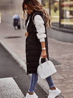 Kim | Knee-Length Quilted Vest Women Beige For Fall Winter