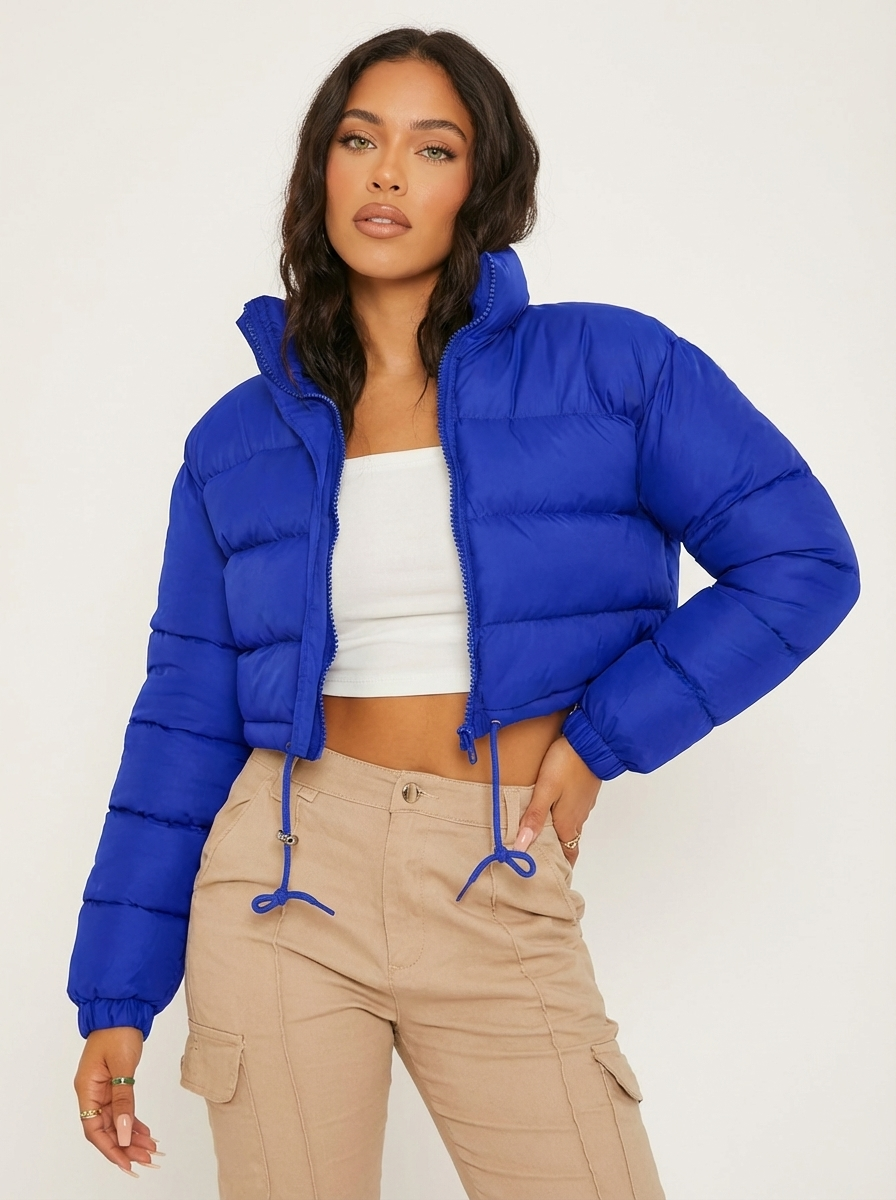 Short Quilted Women's Puffer Jacket with Hood