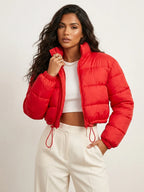 Short Quilted Women's Puffer Jacket with Hood