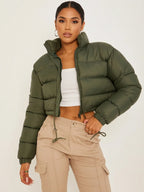 Short Quilted Women's Puffer Jacket with Hood