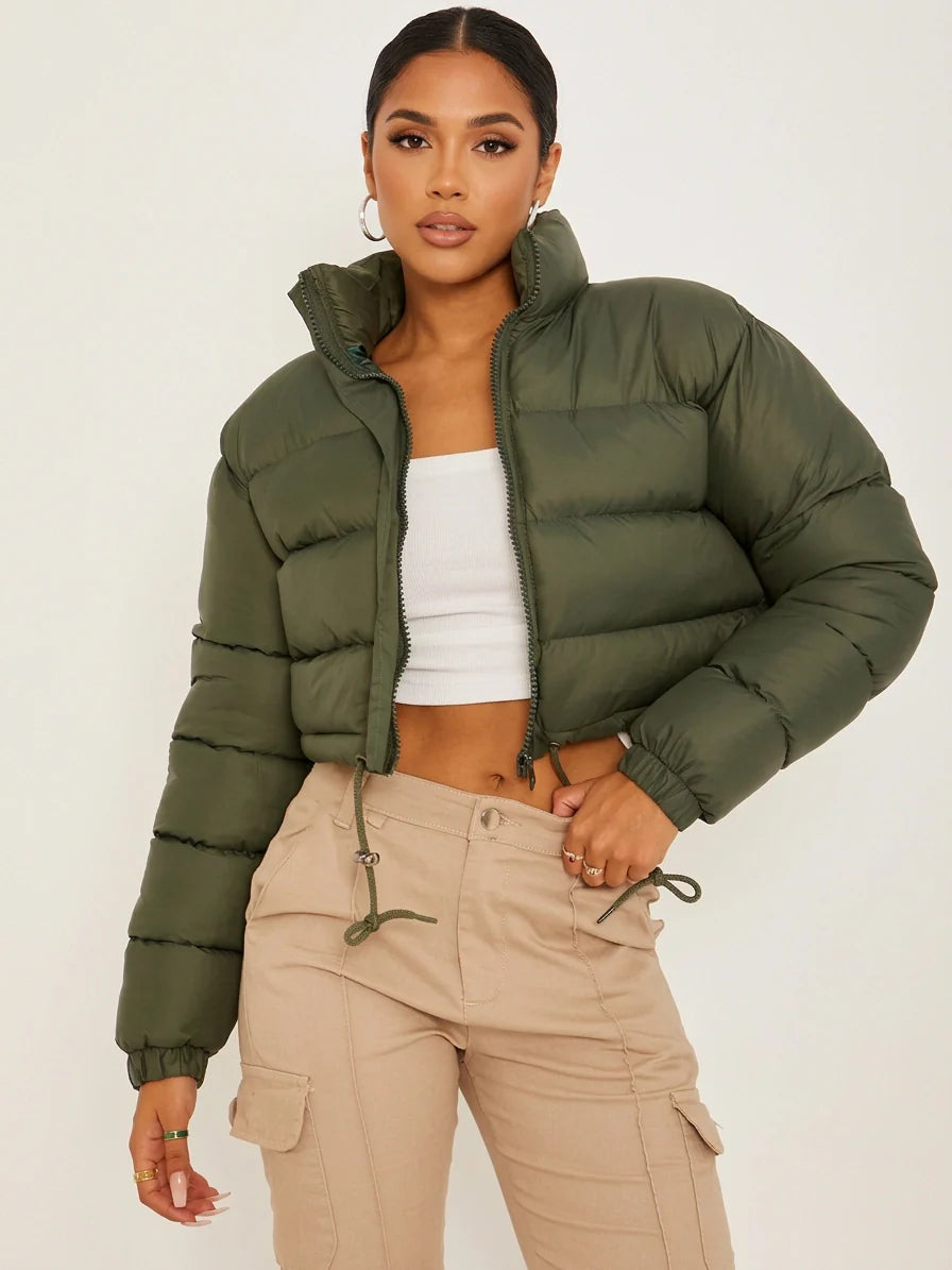 Short Quilted Women's Puffer Jacket with Hood
