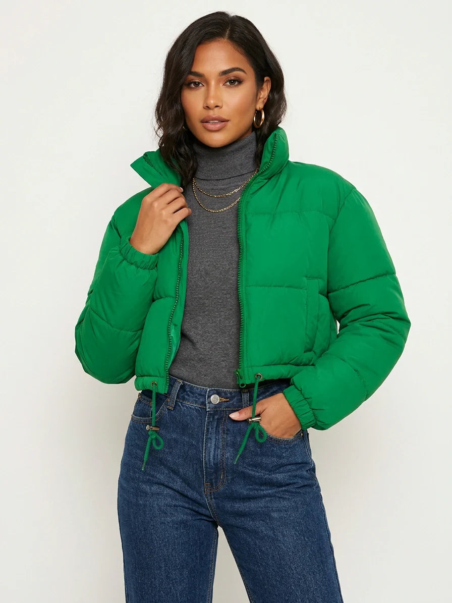 Short Quilted Women's Puffer Jacket with Hood