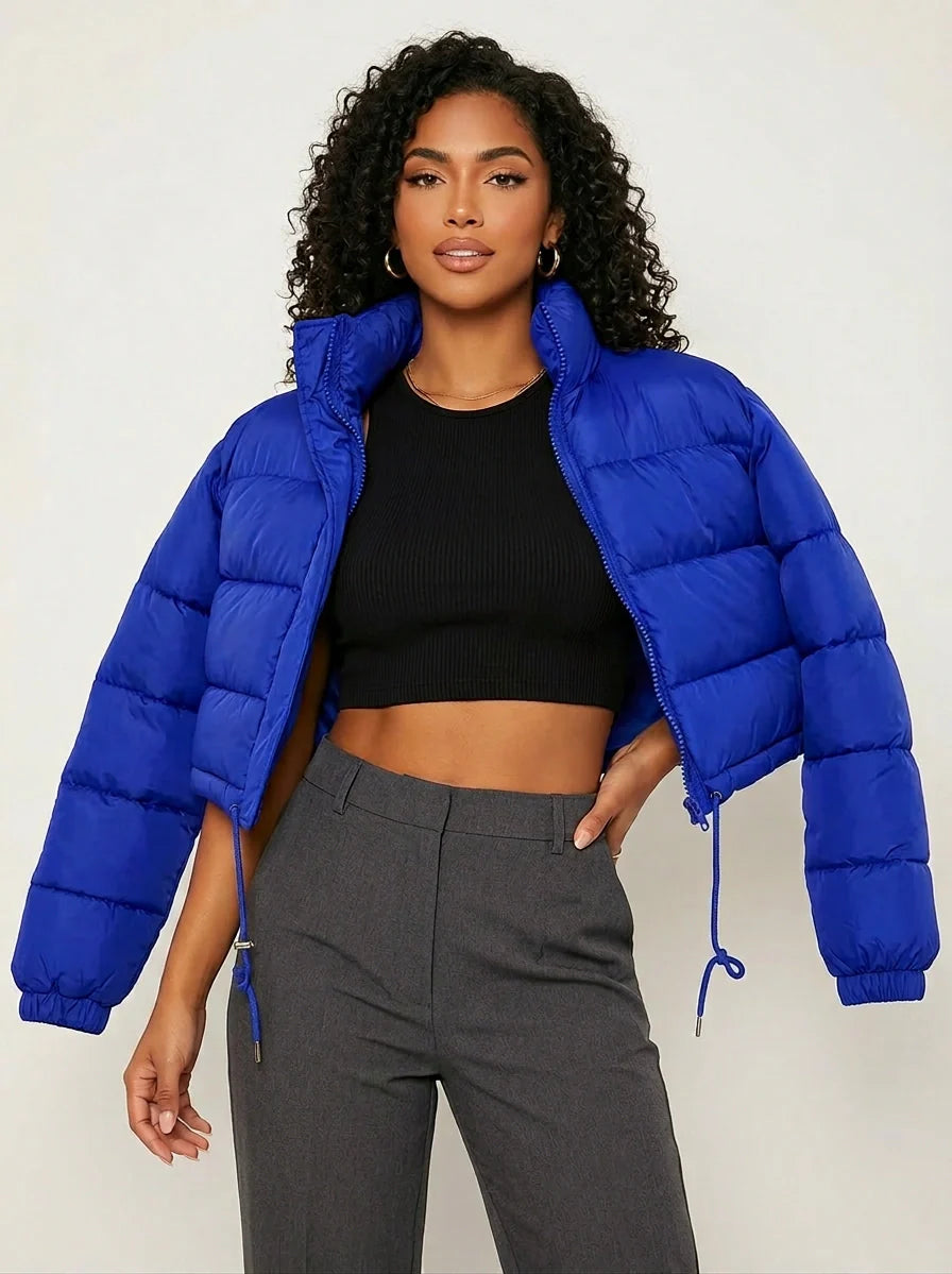 Short Quilted Women's Puffer Jacket with Hood