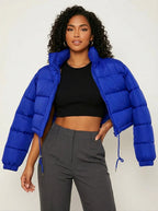 Short Quilted Women's Puffer Jacket with Hood