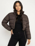 Short Quilted Women's Puffer Jacket with Hood