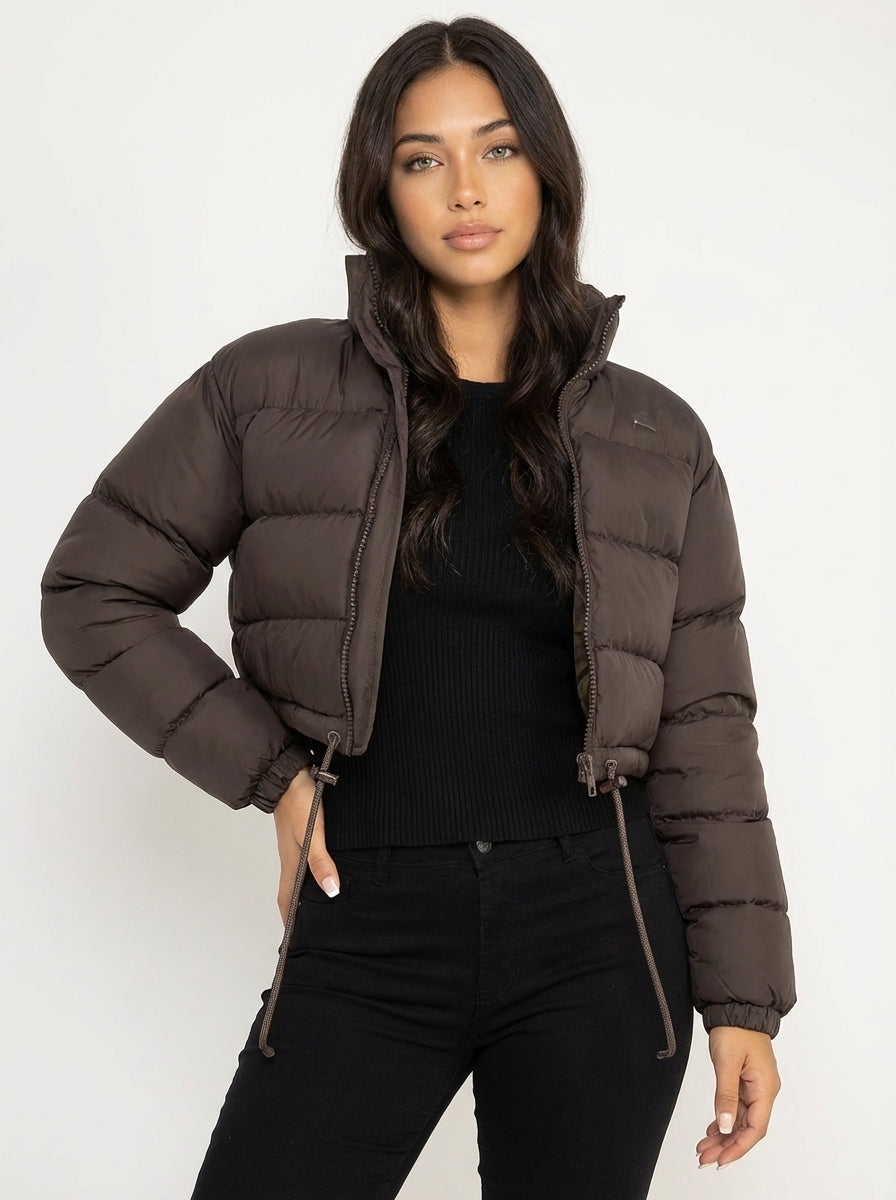 Short Quilted Women's Puffer Jacket with Hood