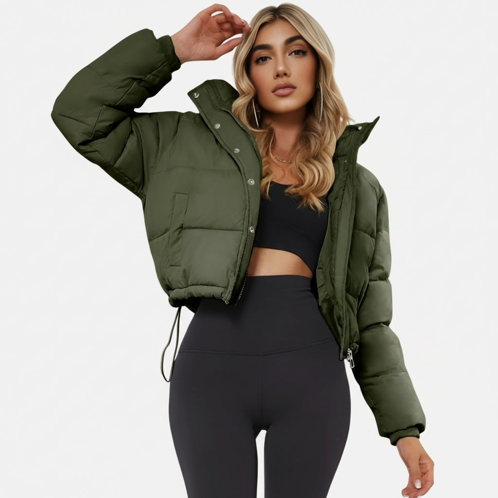 Short Quilted Women's Puffer Jacket with Hood