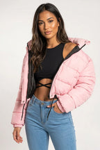 Short Quilted Women's Puffer Jacket with Hood