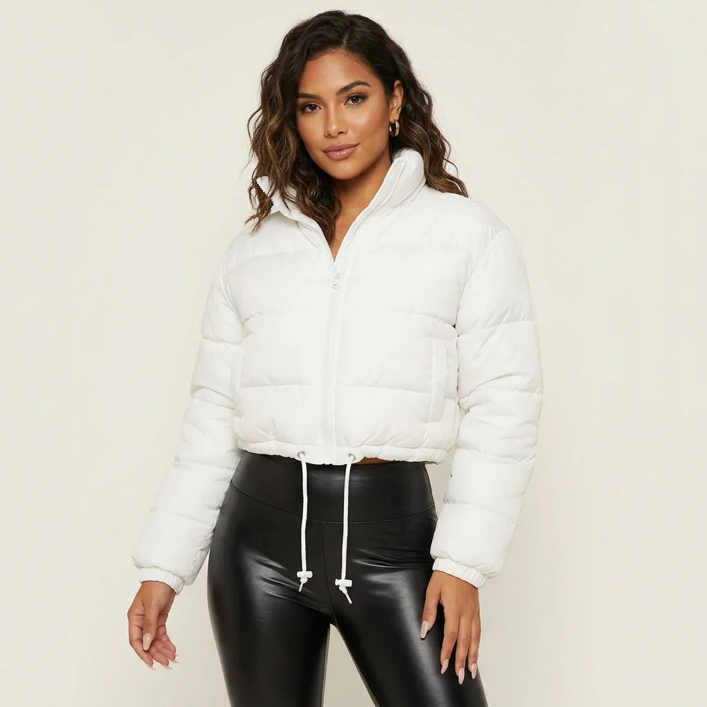 Short Quilted Women's Puffer Jacket with Hood