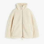 Teddy wool jacket for women, fleece jacket, stand-up collar, closure