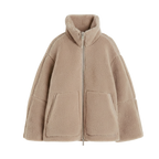 Teddy wool jacket for women, fleece jacket, stand-up collar, closure