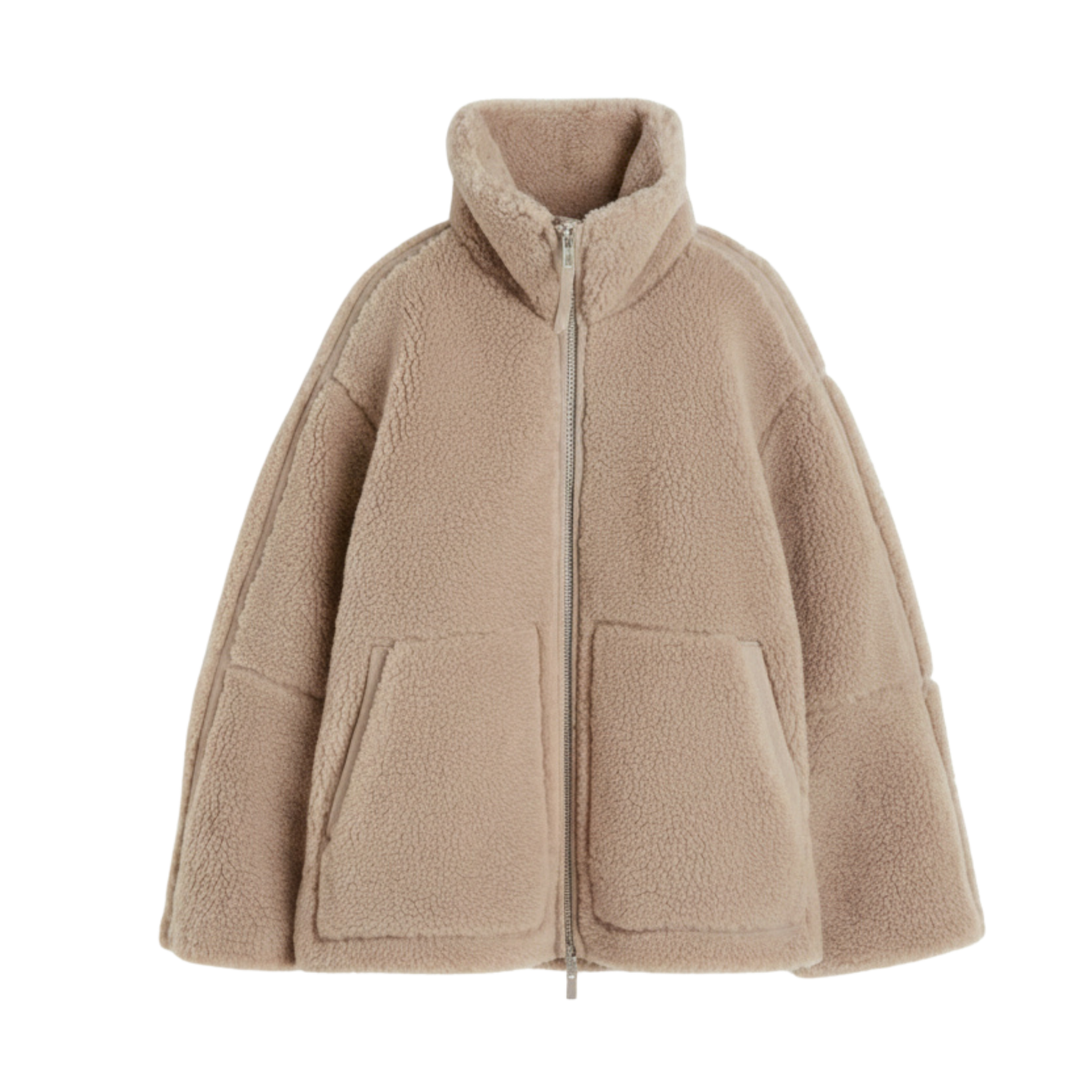Teddy wool jacket for women, fleece jacket, stand-up collar, closure