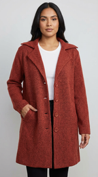 Long Casual Women's Coat with Shawl Collar - Senna