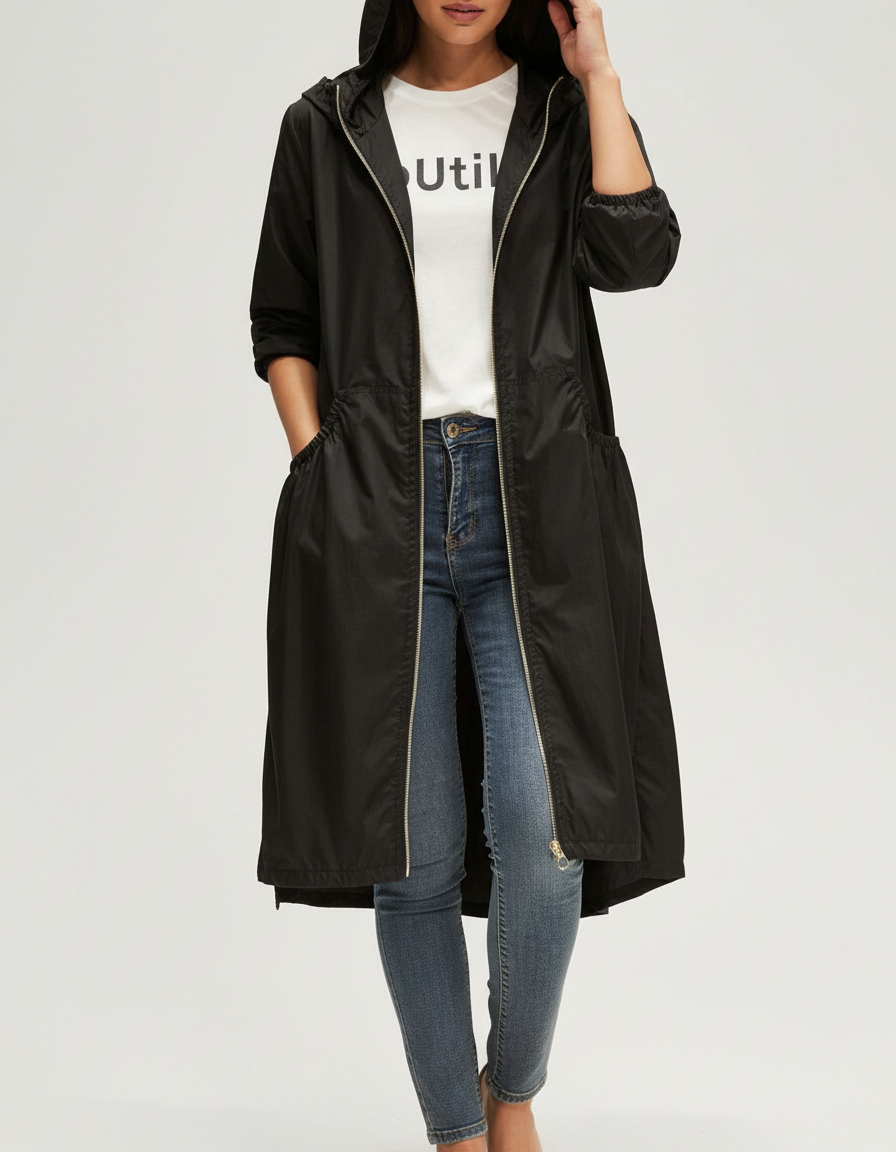 Avy | Women's Long Hooded Rain Jacket