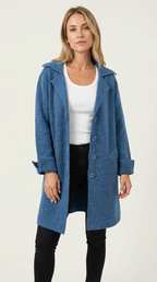 Long Casual Women's Coat with Shawl Collar - Senna