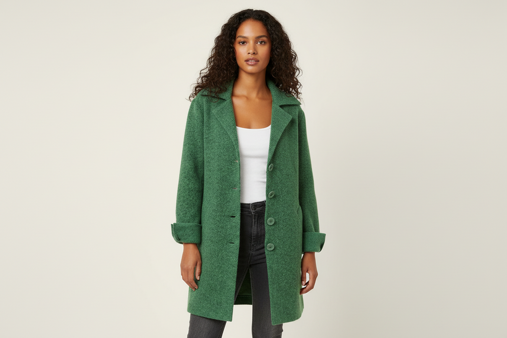Long Casual Women's Coat with Shawl Collar - Senna