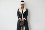 Long Women's Coat with Teddy Lining and Classic Teddy Collar - Esra