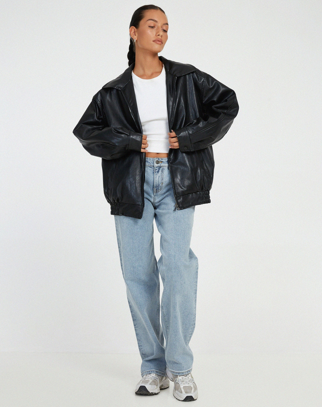 Oversized Leather Look Jacket for Women | Casual Fit & Freedom of Movement