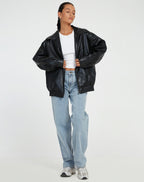 Oversized Leather Look Jacket for Women | Casual Fit & Freedom of Movement