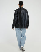 Oversized Leather Look Jacket for Women | Casual Fit & Freedom of Movement