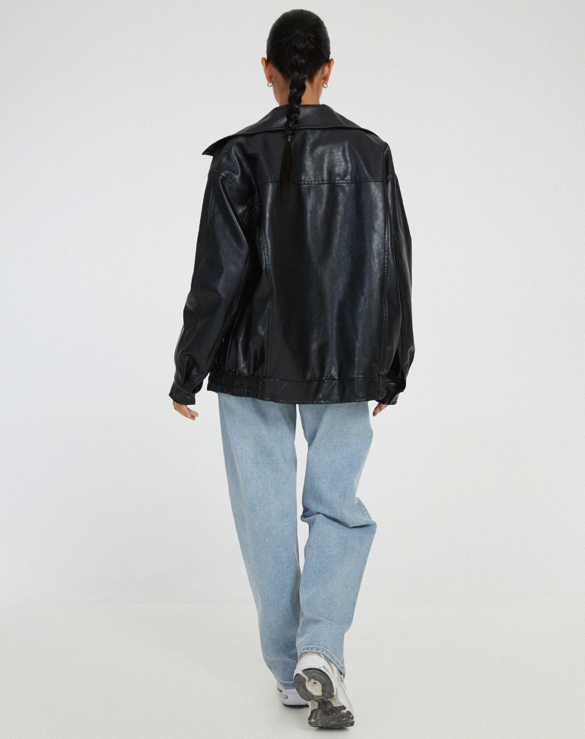 Oversized Leather Look Jacket for Women | Casual Fit & Freedom of Movement