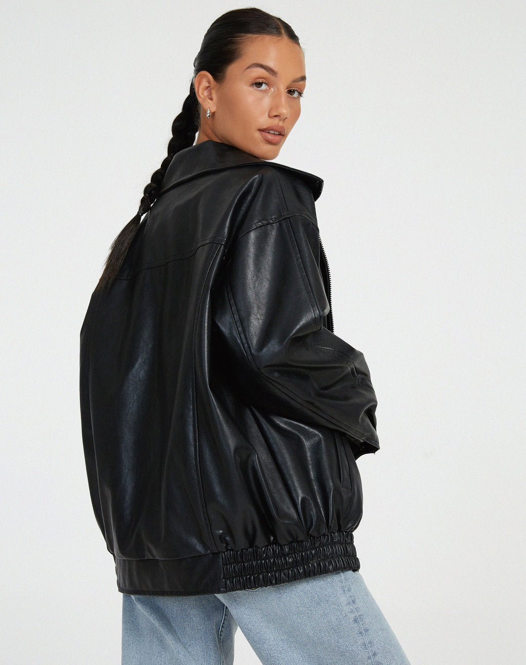 Oversized Leather Look Jacket for Women | Casual Fit & Freedom of Movement