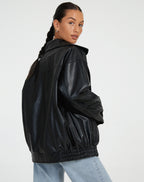 Oversized Leather Look Jacket for Women | Casual Fit & Freedom of Movement