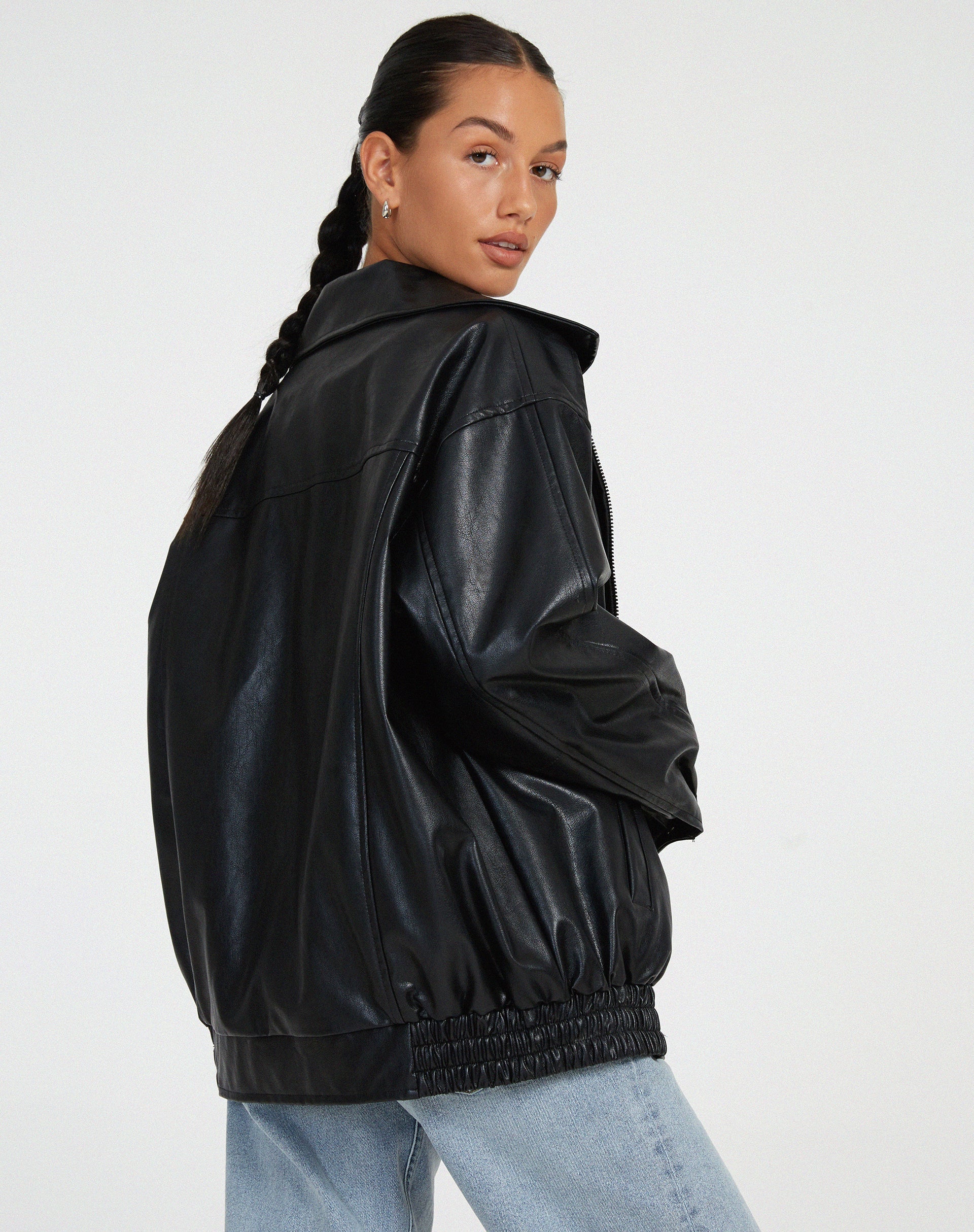 Oversized Leather Look Jacket for Women | Casual Fit & Freedom of Movement