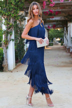 Nina Lopez - Trendy HalfSleeve Dress with Fringes