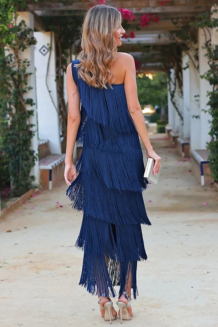Nina Lopez - Trendy HalfSleeve Dress with Fringes