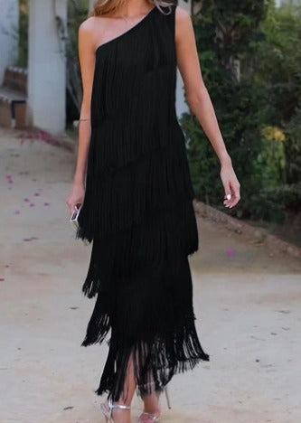 Nina Lopez - Trendy HalfSleeve Dress with Fringes