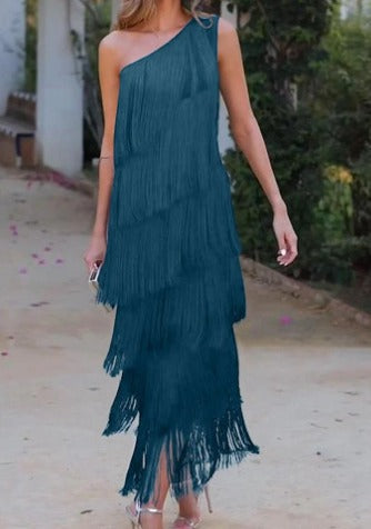 Nina Lopez - Trendy HalfSleeve Dress with Fringes