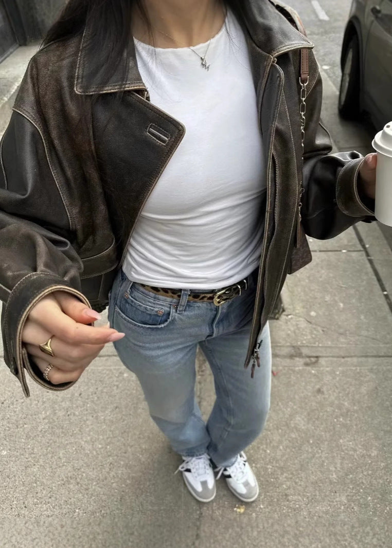 Janice - Vintage Look Leather Jacket for Women