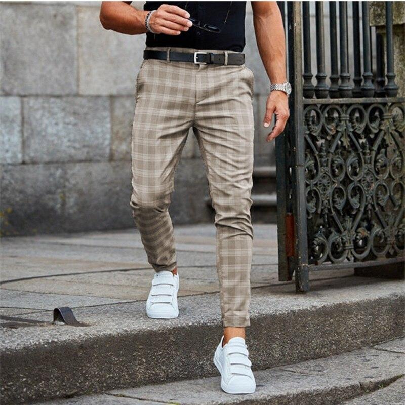 Sander - Casual Chino Trousers for Men with Checked Pattern and Low Waist | Slim Fit