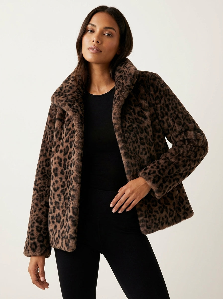 Leopard Print Women's Teddy Jacket - Elena