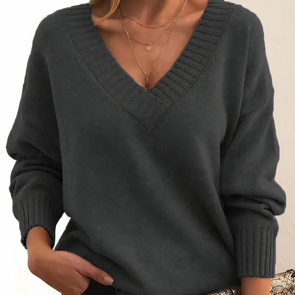 Elira - Soft Knit Feel V-Neck Pullover