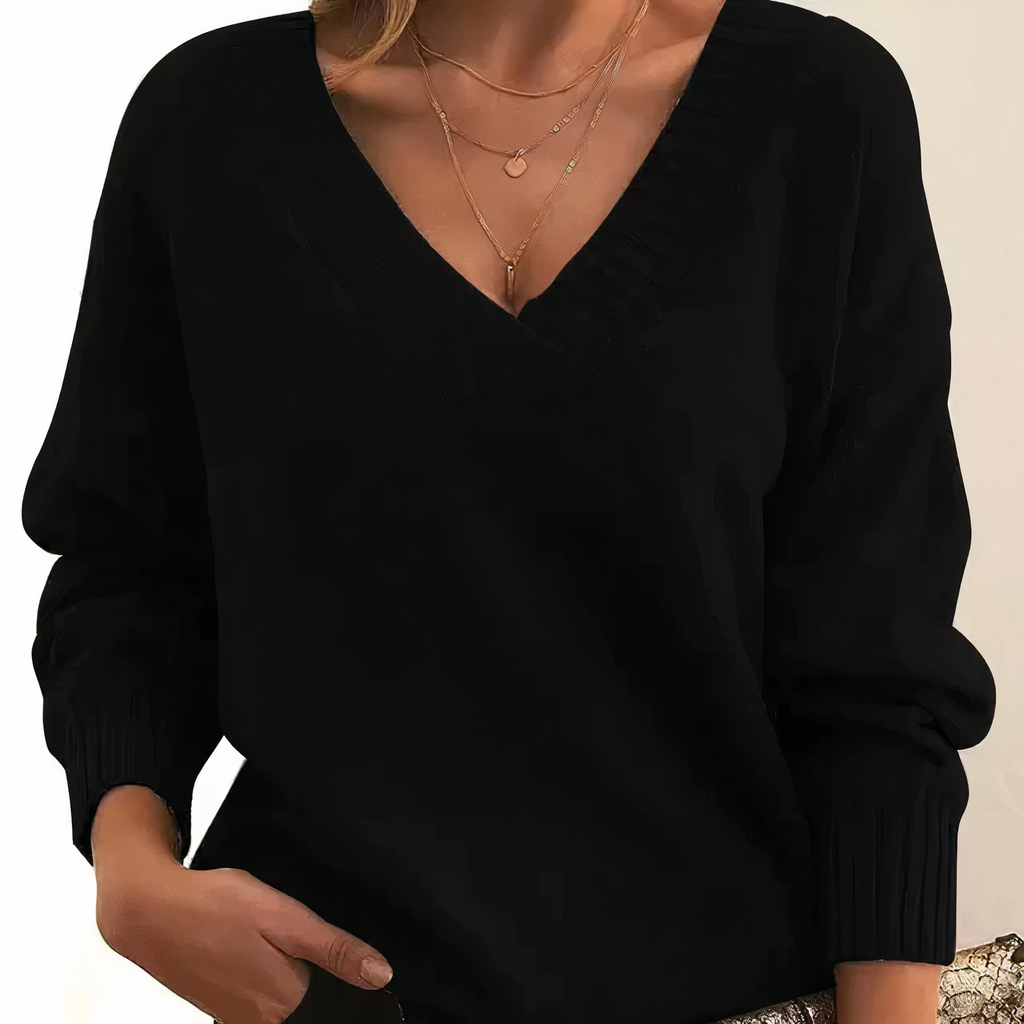 Elira - Soft Knit Feel V-Neck Pullover