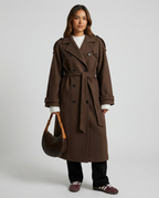 Wool Trench Coat with Belt for Women - Elena