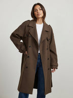 Wool Trench Coat with Belt for Women - Elena