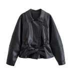 Lia | Belted Faux Leather Jacket
