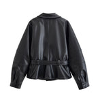 Lia | Belted Faux Leather Jacket